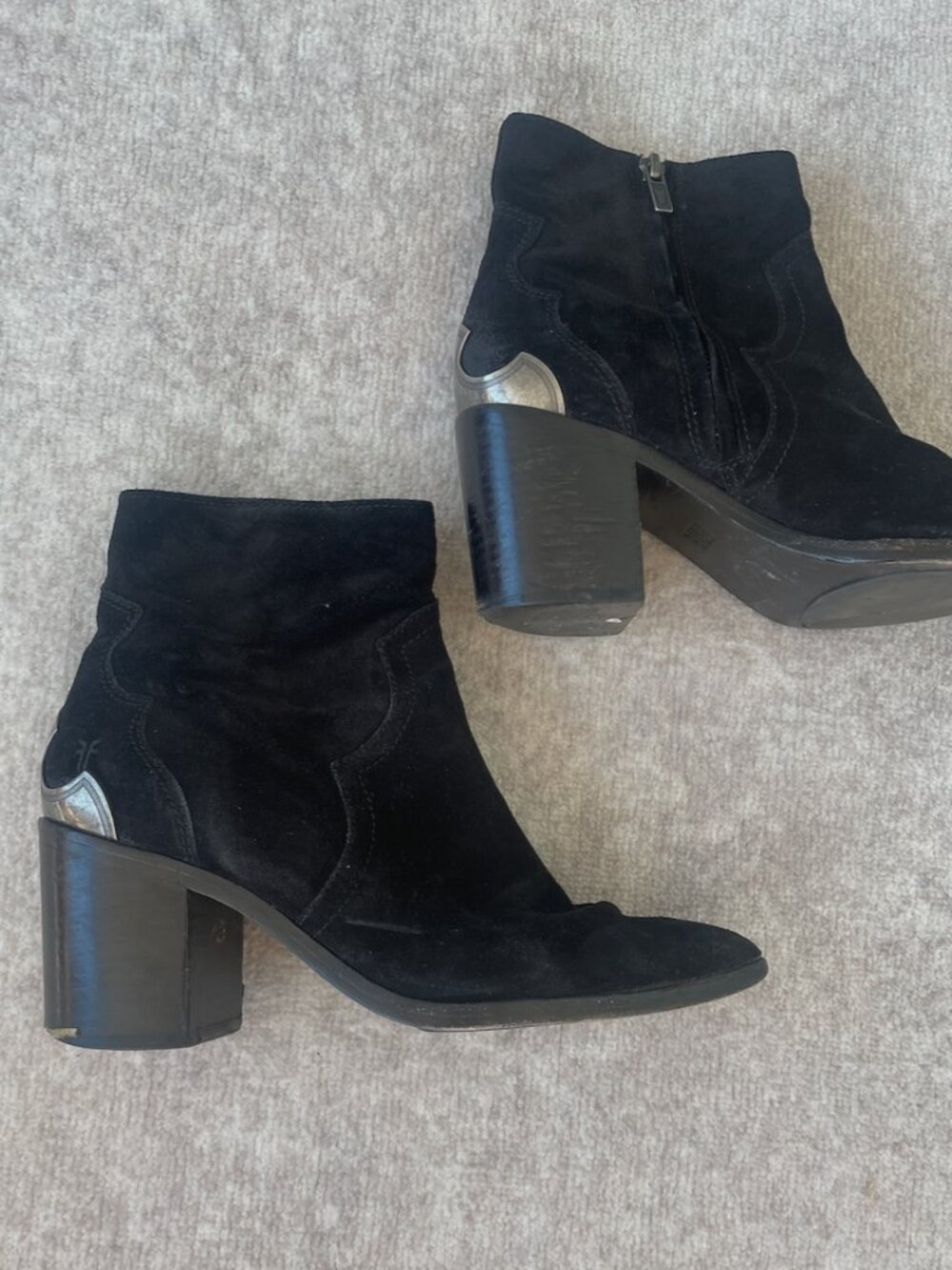 Frye Boots Black Suede Silver Detailing